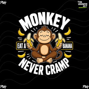 猿は決して痙攣しない、バナナを食べろ PNG: 面白い猿の引用、トロピカルユーモア、フィットネスミーム png、レトロジャングルデザイン (デジタルダウンロード)