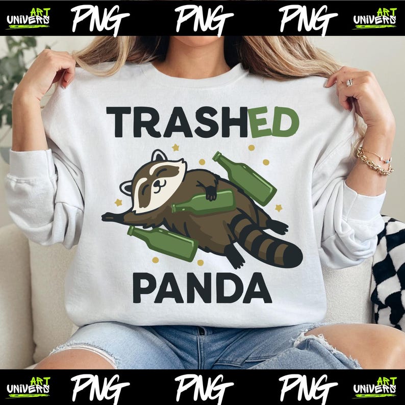Trashed Panda Trashed Panda Funny Raccoon Meme PNG, Raccoon Drinking Beer Sublimation ...