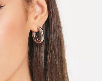 DSS DESIGN Hoop Earrings silver plated 20mm hinge hoop earrings, Round Hoop Earrings, Silver No Size, Hoop Earrings,