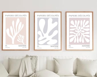 Matisse Wall Art Set of 3, Henry Matisse Print, Printable Matisse, Wall Collage Kit, Gallery Wall Set Pastel Colours, Matisse Cut Out Poster