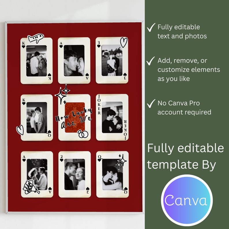 Custom Photo Playing Cards Poster, Personalized Photo Collage Canva ...