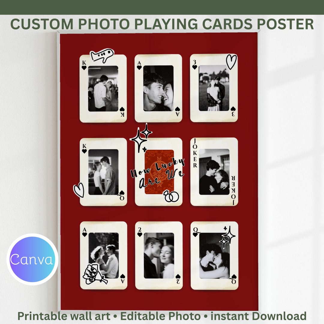 Custom Photo Playing Cards Poster, Personalized Photo Collage Canva ...