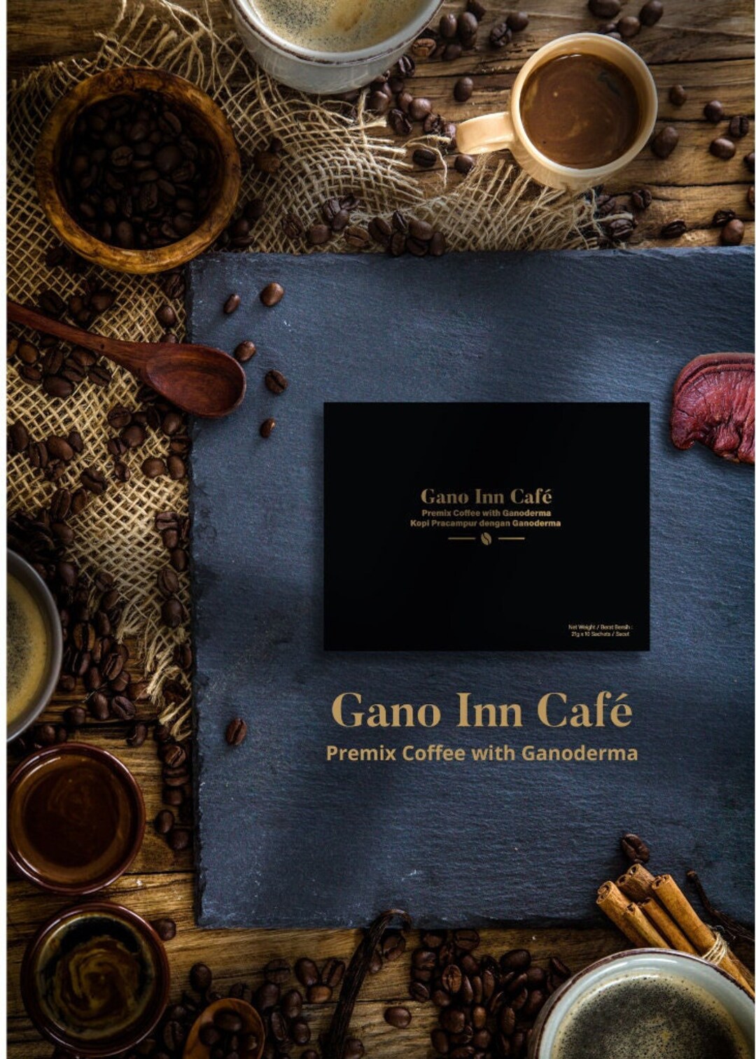 Gano Excel Cafe 3-in-1 Ganoderma Coffee – 12 Boxes X 20 Sachets – Express Ship
