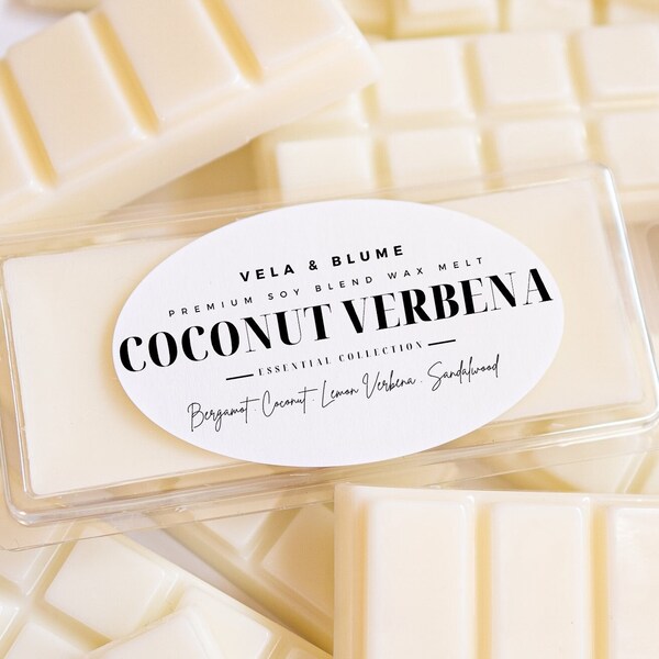 Coconut Lime Verbena - Strong Scented Wax Melt Snap Bar Scent Essential Collection Bergamot Sandalwood Musk Palm Candle