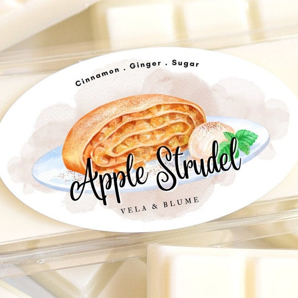 Apple Strudel - Strong Scented Wax Melt Snap Bar Scent Winter Collection Cinnamon Ginger Sugar Almond Vanilla Clove Pie Crust Nutmeg  Candle