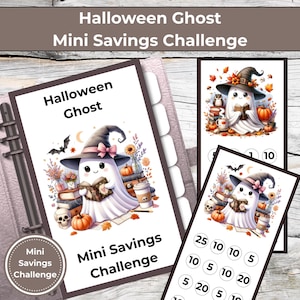 Fantasma de Halloween (juego de 3), reto de ahorro, insertos para carpeta de presupuesto A6, PDF, más panel de control
