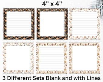 Halloween Notepad Printable: 4" x 4" Designs (Digital Download) Printable Notepad Template