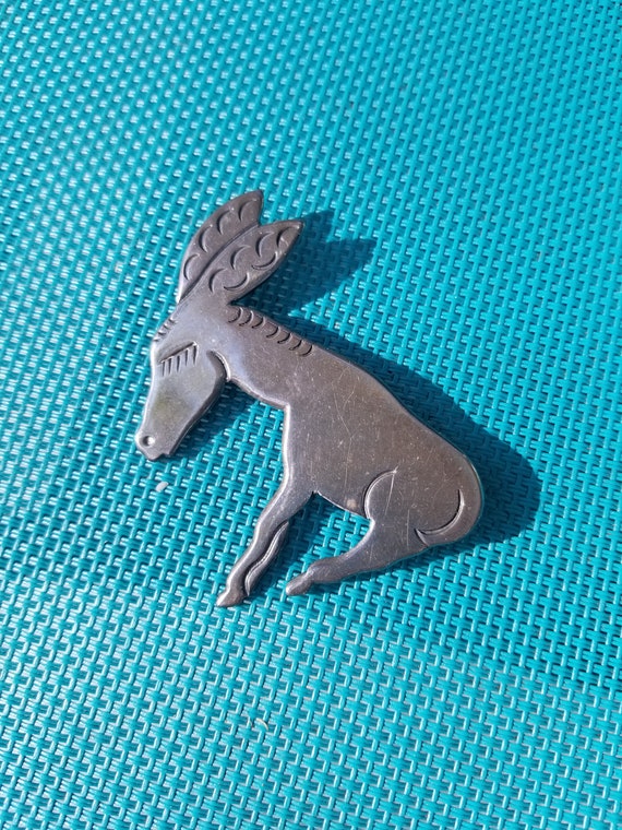 Vintage TAXCO Mexican Stubborn Donkey Brooch - image 1