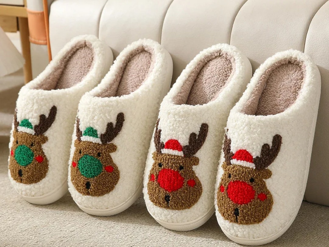 Cozy Christmas Elk Cotton Slippers for Men and Women Halloween Mask ...