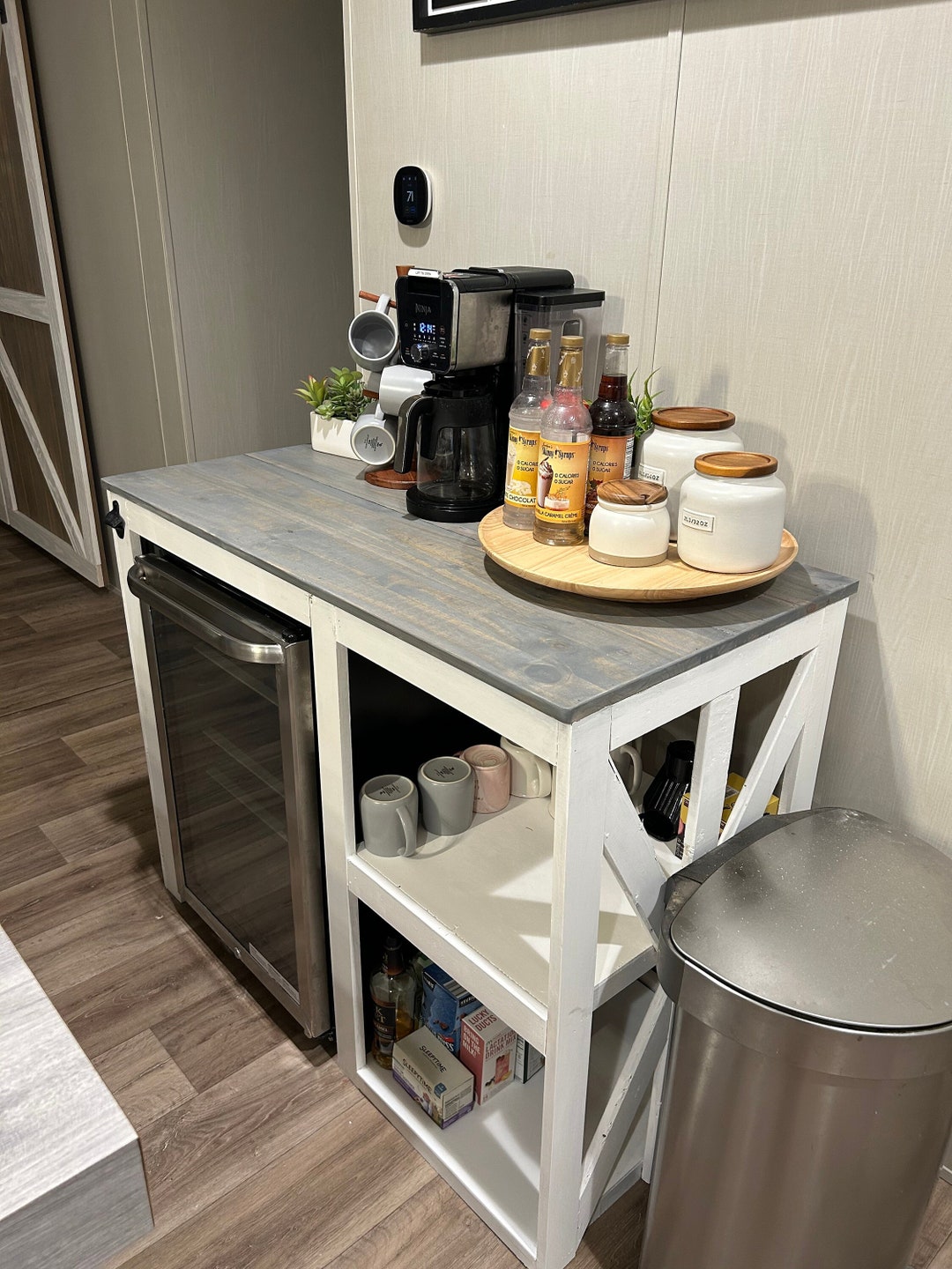 Custom Coffee Bar With Mini Fridge Insert Etsy