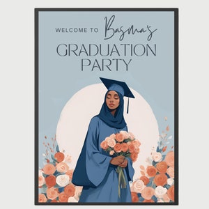 Custom Graduation Welcome Sign Hijabi Muslim Islamic Personalised