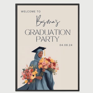 Custom Graduation Welcome Sign Hijabi Muslim Islamic Personalised