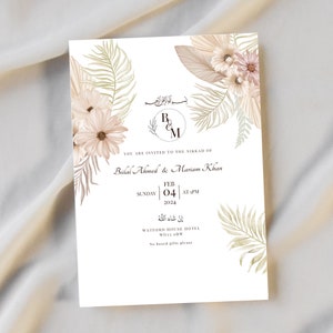 Nikkah Invitation, Digital Islamic Wedding / Walimah Invite, Personalised Customisable Gold Pink Neutral Digital Download