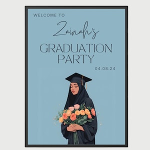 Custom Graduation Welcome Sign Hijabi Muslim Islamic Personalised