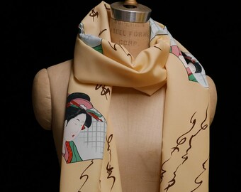 Silk Scarf: Geisha Fans