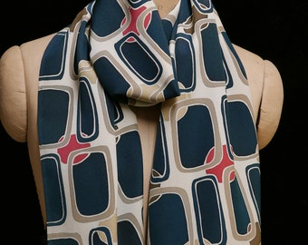Silk Scarf: Blue Tiles