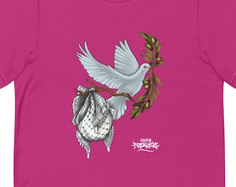 Palestinian freedom dove, Kuffiyeh and olive branches t-shirt