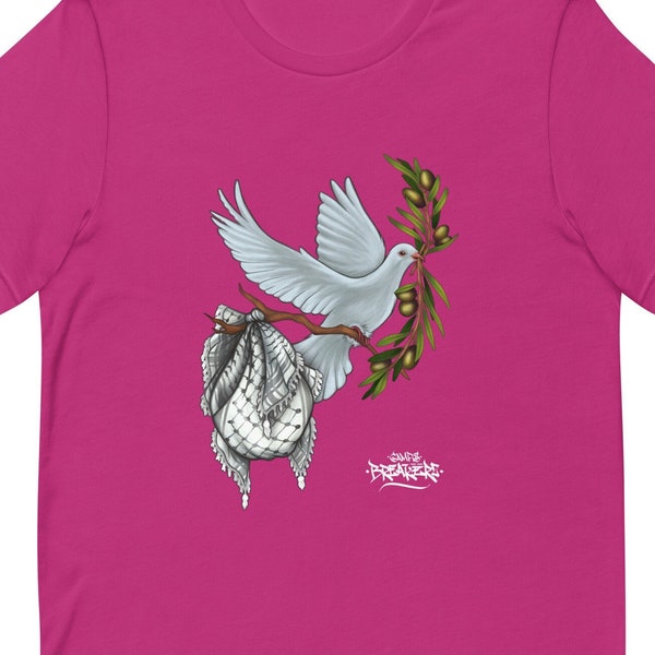Palestinian freedom dove, Kuffiyeh and olive branches t-shirt