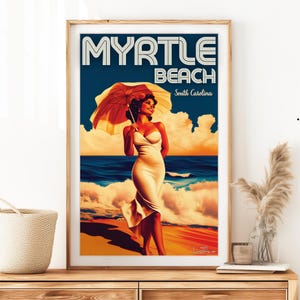 Myrtle Beach Travel Poster: Handcrafted Vintage Coastal Art