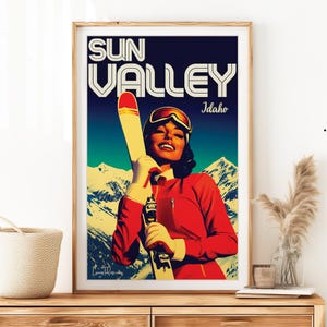 Sun Valley Idaho Ski Poster: Vintage Style Mountain Travel Print
