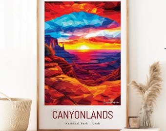 Park Narodowy Canyonlands Wydruk: Plakat o przyrodzie Utah, pamiątka z wędrówek