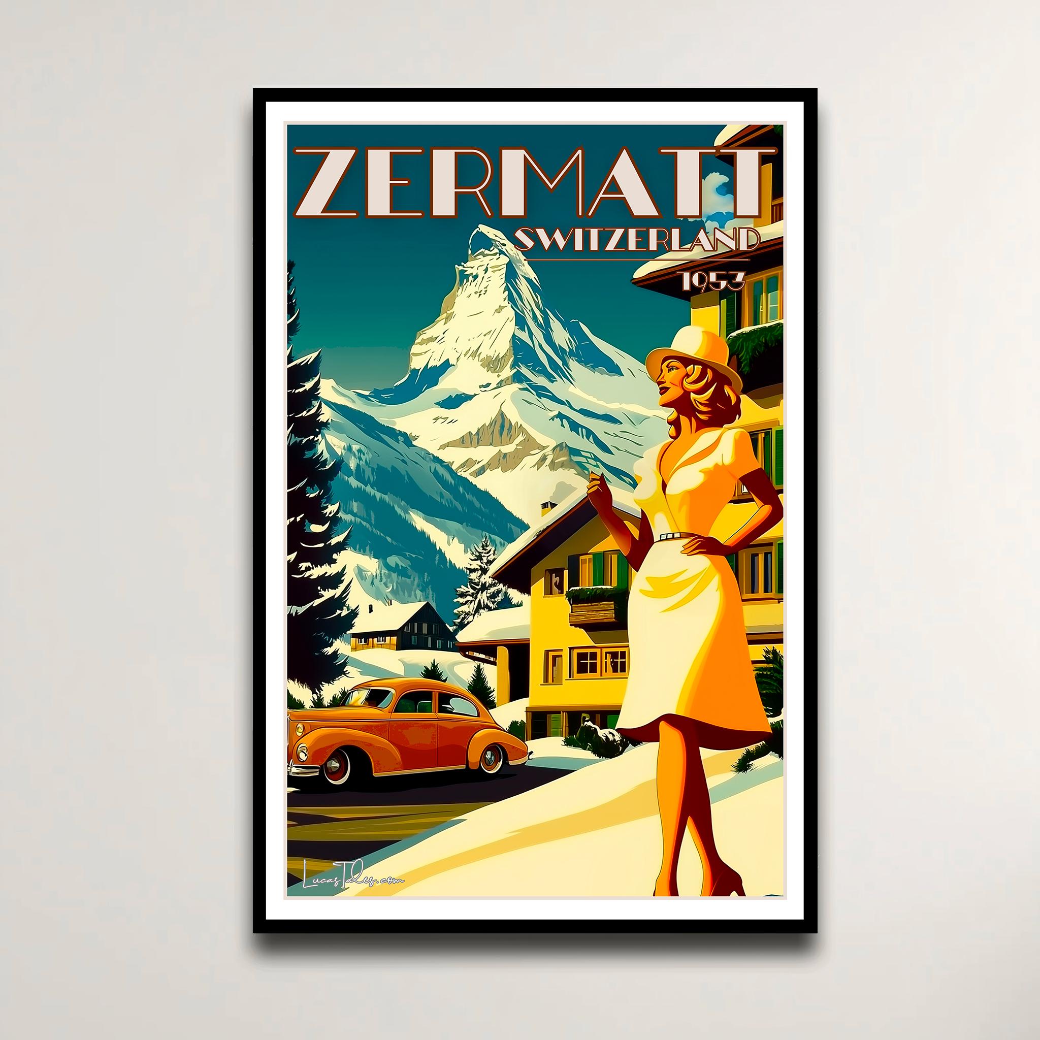 Zermatt Poster | Matterhorn Wall Art | Swiss Alps Travel Print ...