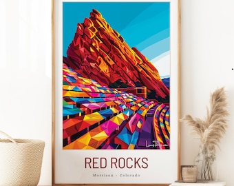 Red Rocks Amphitheatre Print: Morrison CO Travel Poster