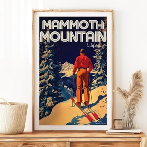 Mammoth Mountain Travel Art - Handgefertigtes Vintage-Poster für modernes Interior Design - California Ski Souvenir