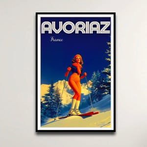 Avoriaz Travel Art - Handcrafted Vintage Poster for Modern Interior Design - French Ski Souvenir