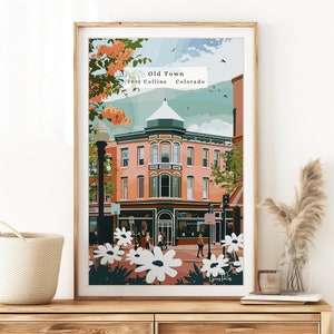 Stampa di viaggio di Fort Collins, Colorado, souvenir della città vecchia, regalo di compleanno per matrimonio, opera d'arte del Colorado, amante delle montagne