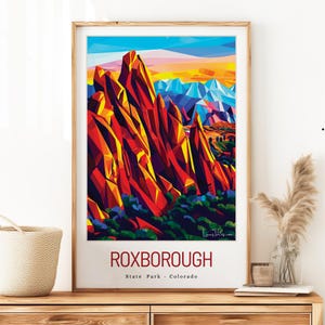 Arte de viaje del Parque Estatal de Roxborough: póster vintage artesanal para un diseño de interiores moderno - Recuerdo de Canadá