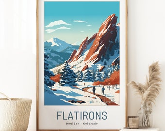 Boulder Colorado Travel Print - Vintage Flatirons Souvenir Poster