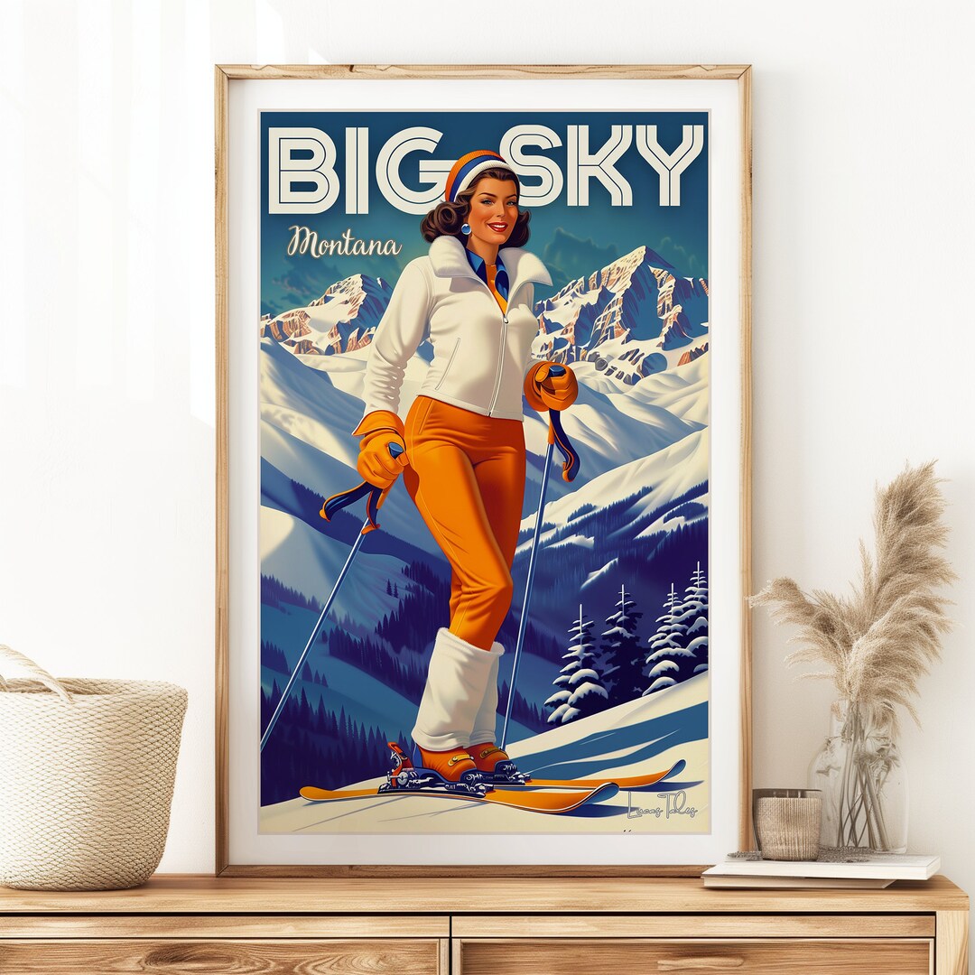 Big Sky Montana Ski Poster: Vintage Travel Print - Etsy