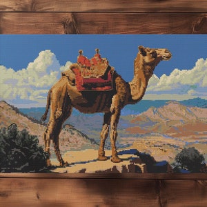 Camel Cross Stitch, Desert Cross Stitch, Camel Embroidery, Camel Cross Stitch Pattern, Animal Cross Stitch Pattern, Modern Cross Stitch