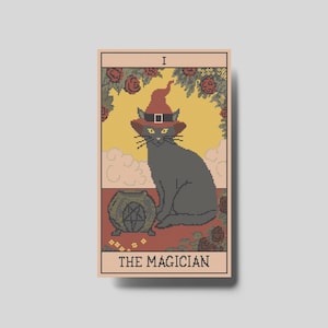 Magician Tarot Cross Stitch Pattern | Cat Tarot Card | Major Minor Arcana |  Pattern Instant Download PDF | Tarot Embroidery Pattern