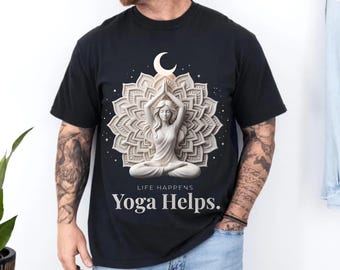 PNG de meditación de yoga 3D, diseño de mandala en postura de loto, arte zen espiritual de lujo, cita inspiradora sobre el yoga, gráfico minimalista para camiseta, PNG imprimible