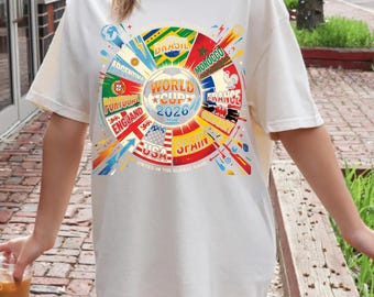 Diseño PNG del Mundial 2026: Gráficos de selecciones internacionales de fútbol, colores de banderas de fútbol globales, archivo para impresión de camisetas deportivas retro.