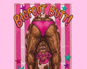 Diseño PNG de bordado de trasero de Bigfoot para sublimación, estilo Sasquatch divertido de punto de cruz | Descarga digital instantánea | Transferencia para vasos y camisetas