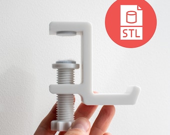 Headphone Holder - STL 3D Print File, Digital Download for 3D Printing - 3d Print - Clamp Stand for Desk with Large Screw Under Desk