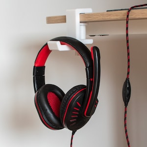 Soporte para auriculares - Soporte de abrazadera para escritorio con tornillo grande debajo del escritorio - Regalo para jugadores y audiófilos - Soporte para auriculares - Soporte para auriculares