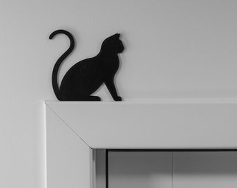 Cat Silhouette Clinging Decorative Art | Door Frame Topper, Bookshelf Hanger, Cat Lover, Feline Decor, Pet Owner Gift