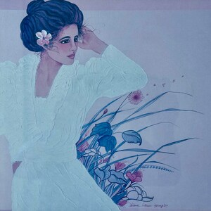 ハワイ　アート　絵画　アンティーク　Diana Hansen young Vintage 1992 “Porcelain” DIANA HANSEN YOUNG Signed 26 X 20