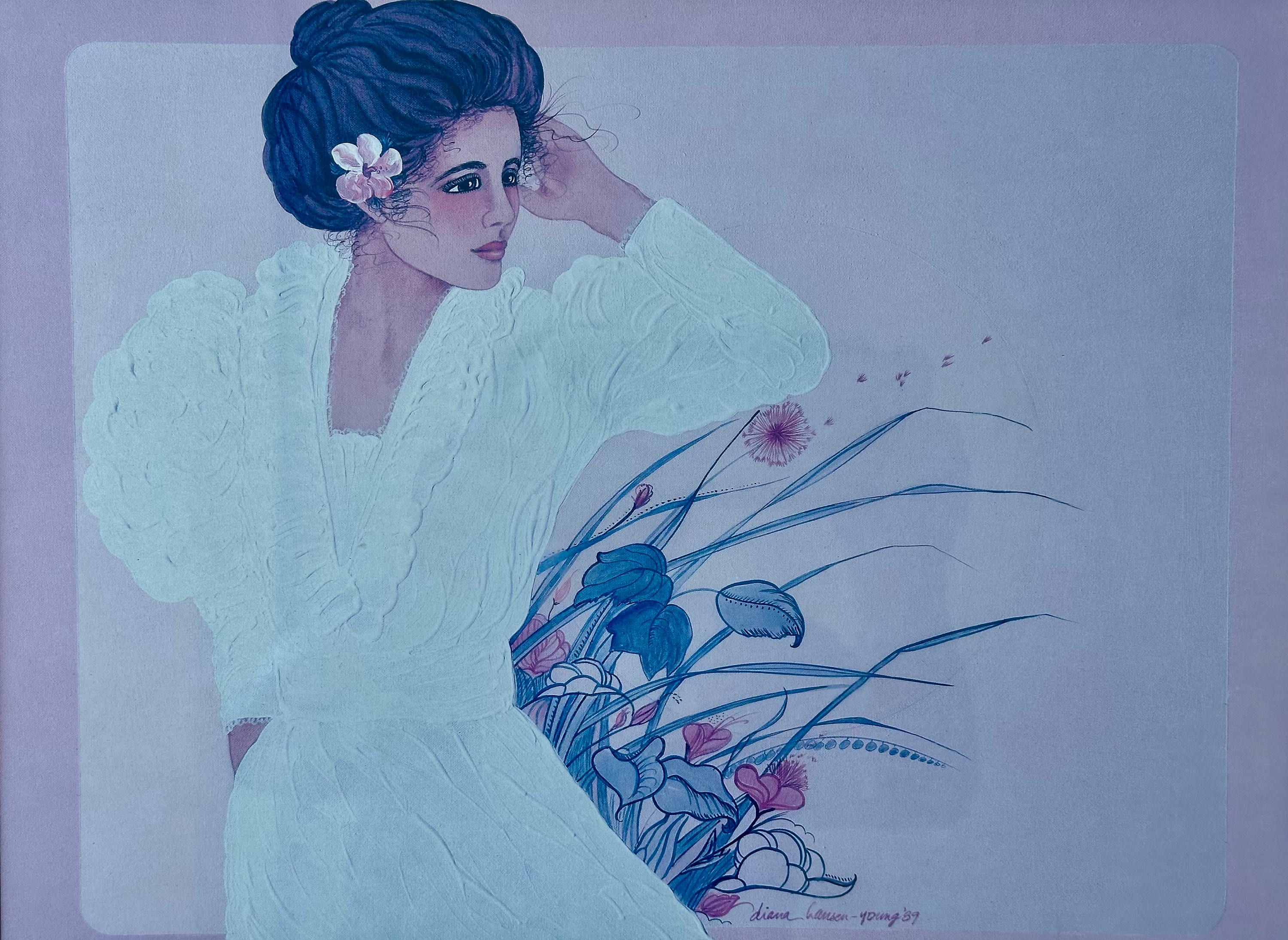 ハワイ　絵画　インテリア　アンティーク　Diana Hansen young FRAMED DIANA HANSEN YOUNG HAWAII 25 YEARS OF STATEHOOD PRINT