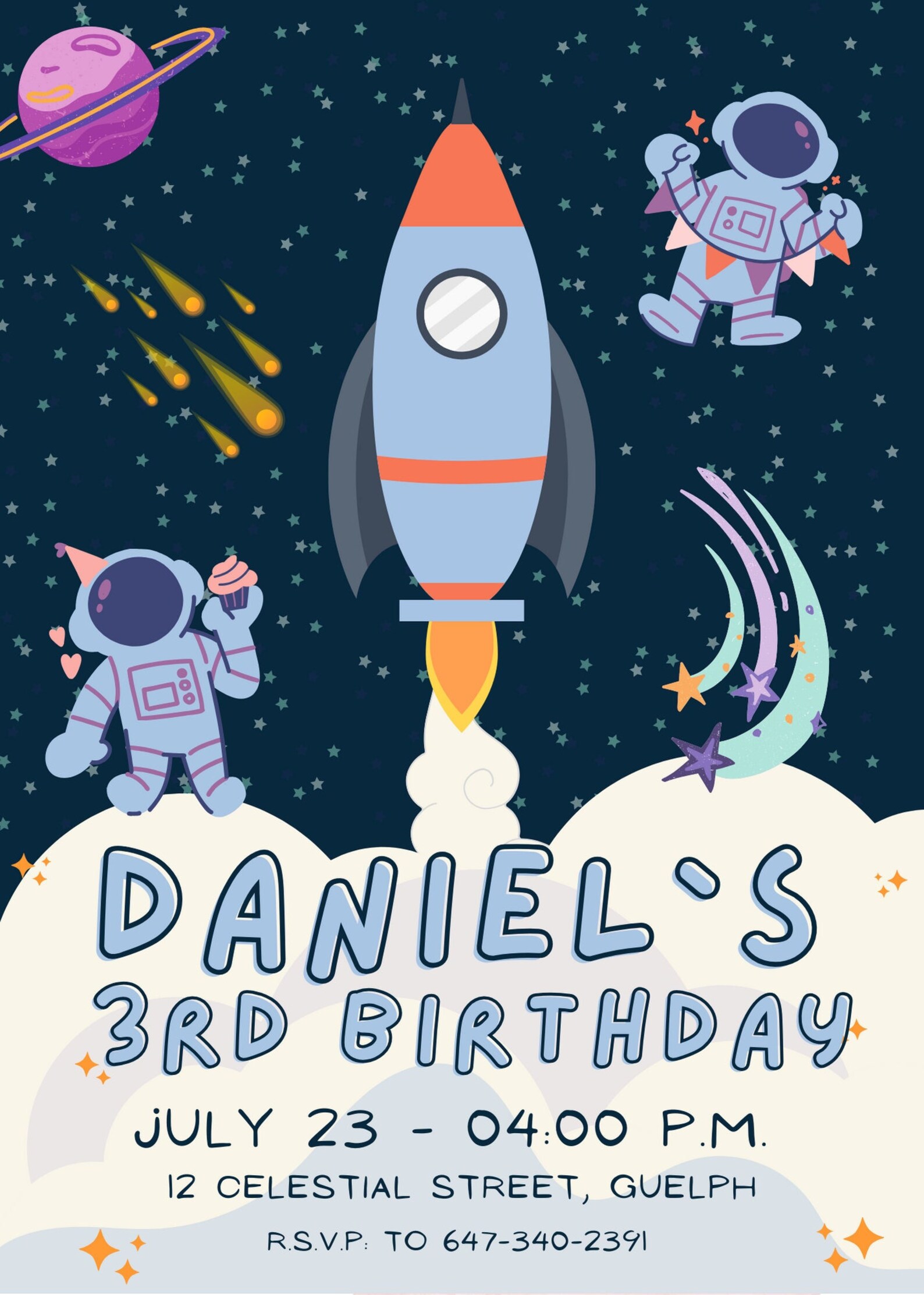 Editable Rocket Space Birthday Party Invitation, Astronaut Boy Invite ...