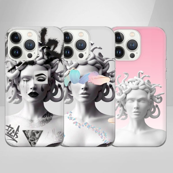 Coque de téléphone Medusa, mythologie grecque, adaptée pour iPhone 15 Pro Max 14 Plus 13 12 Mini X 11 XR XS SE et Samsung S23 Ultra S22 S21 S20 Pixel 7 8