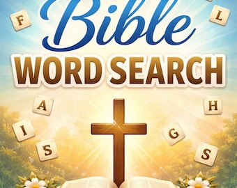 Bible Word Search - 400+ Words and 22 Puzzles 60 Verses - Download immediately and Print