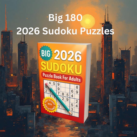 2026 Sudoku Puzzle Book for Adults | Easy to Hard, 180 Puzzles