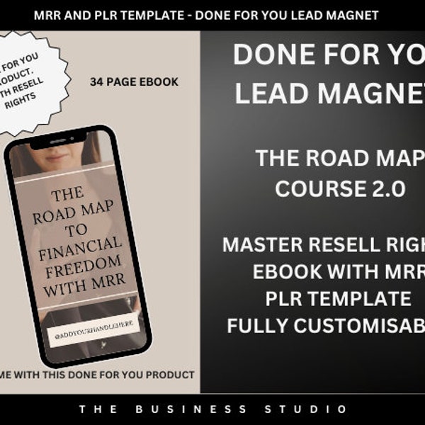 Master Resell Rights Ebook with MRR, The roadmap course Done for you Lead Magnet for digital Business, PLR template, Fully Customisable