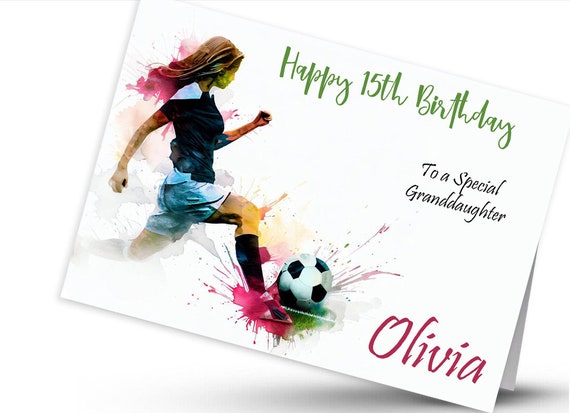 Personalised Birthday Card Football Girls Daughter Niece Granddaughter Teens | UK