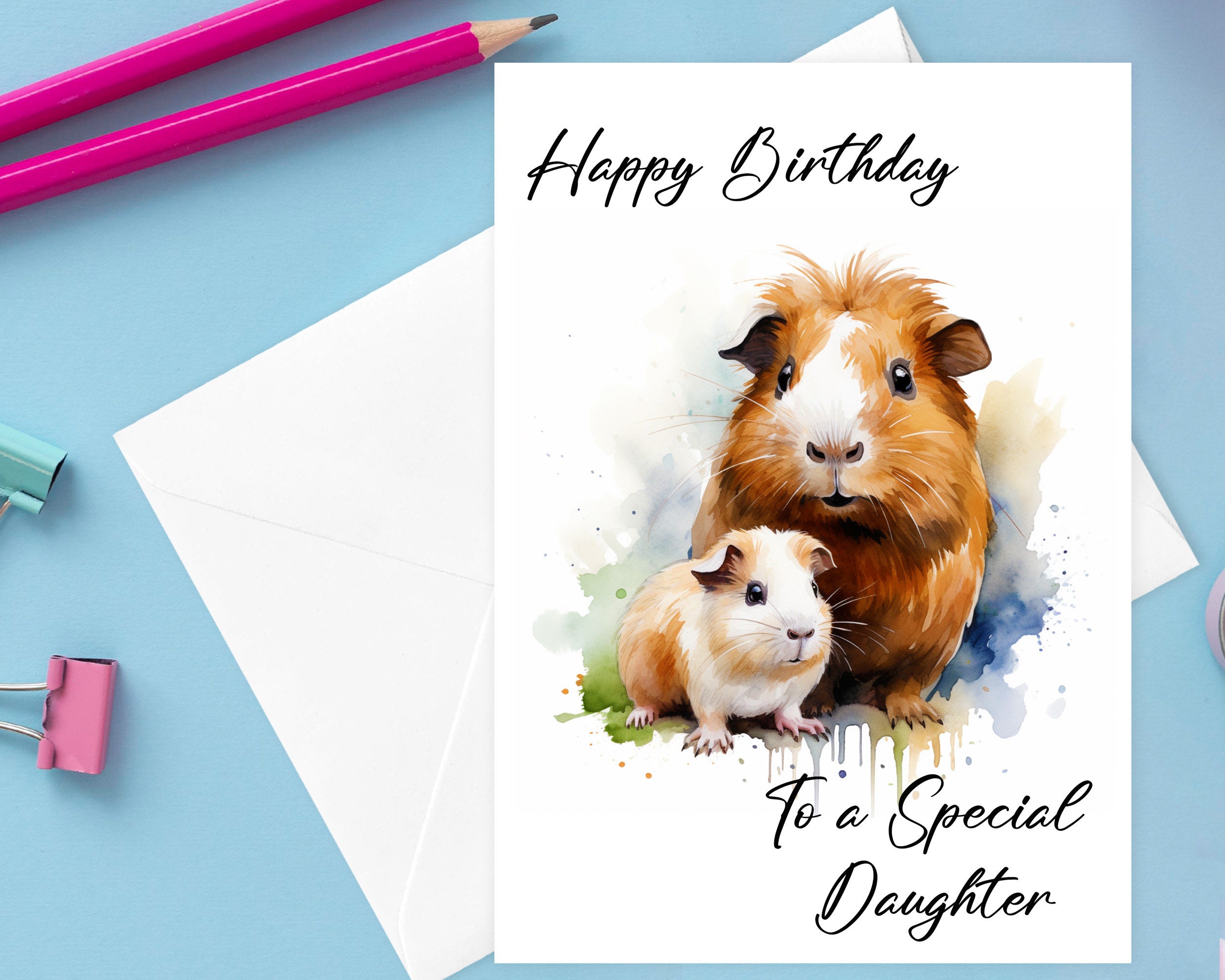 Happy Birthday Card - Cute Guinea Pig Birthday Card - Cute Mum and ...